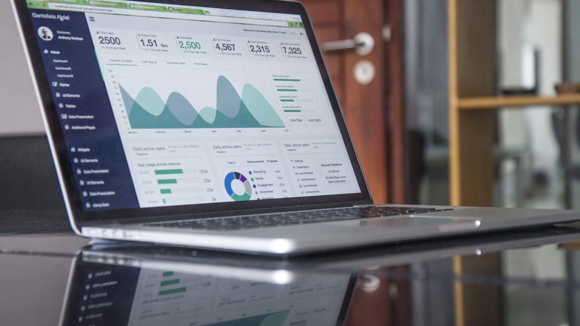 Laptop with charts 